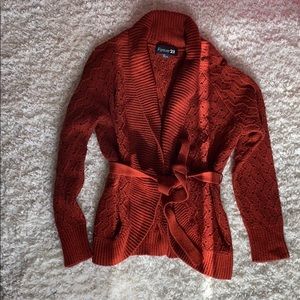 Rust Cardigan Sweater Wrap with Tie